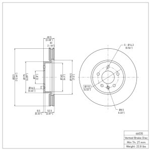 Cadillac CT4 Brake Rotor (1) - Front - R1 Concepts - Plain - `13-`25